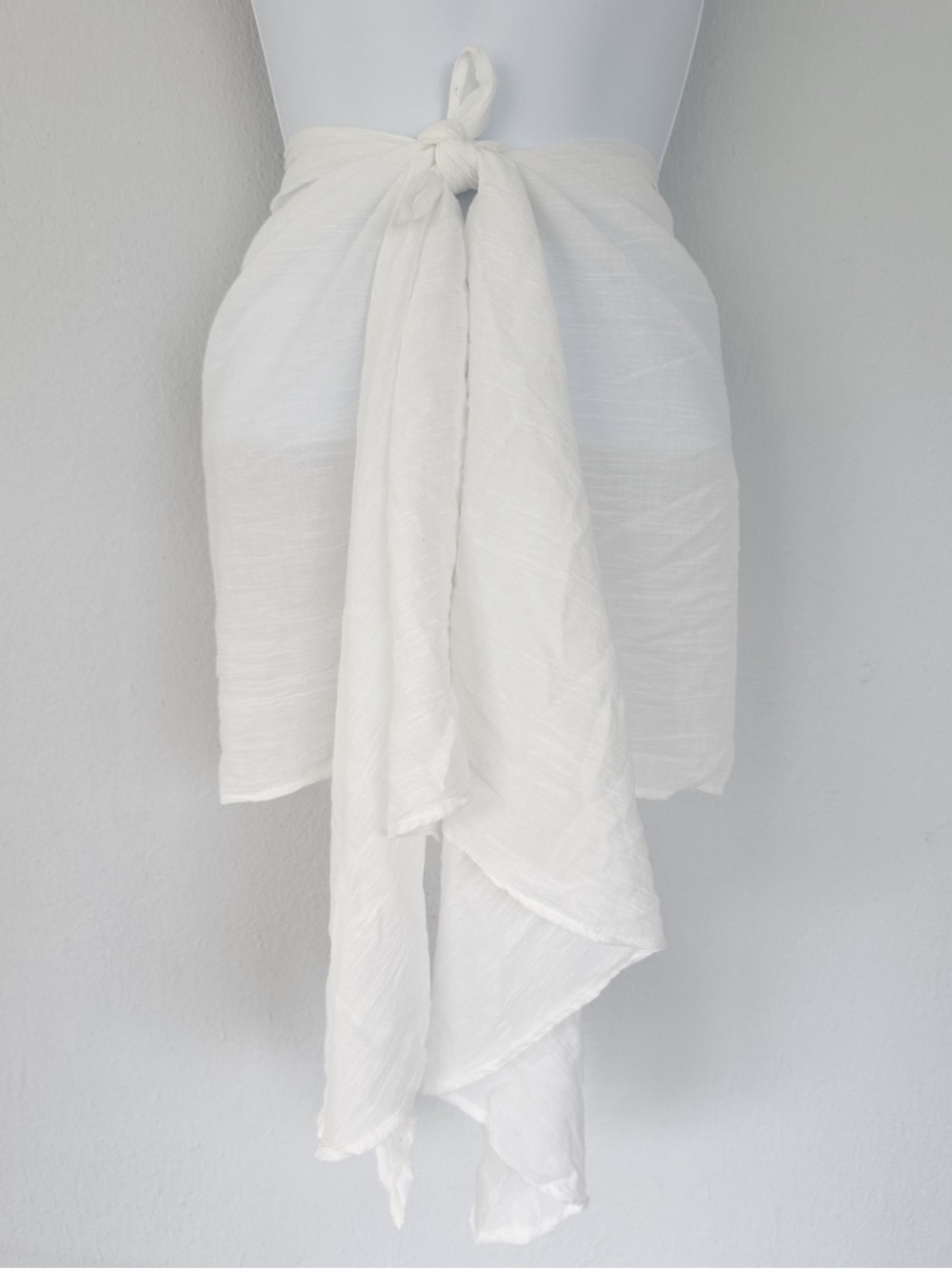 ASOS white semi-sheer cotton gauze beach sarong swim coverup wrap OS